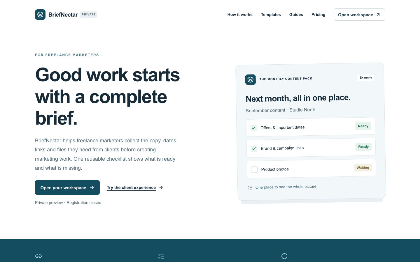 BriefNectar homepage screenshot