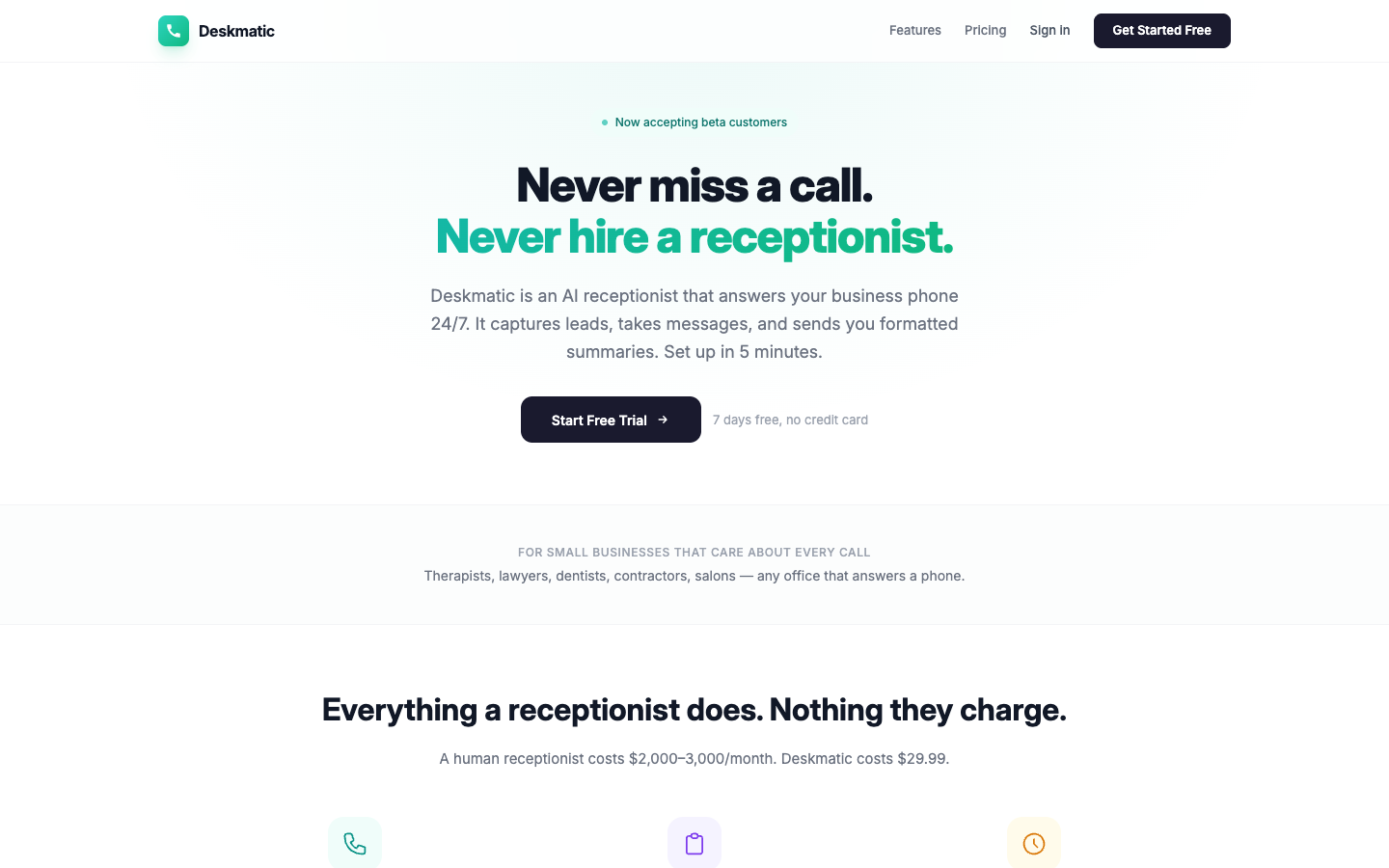 Deskmatic homepage screenshot